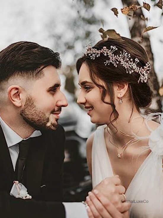 Crystal Bridal Headpiece Rose Gold Wedding Hair Vine Rhinestone Hair Band main image 6